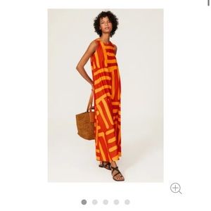 Red and orange trapeze summer dress by MOSSI